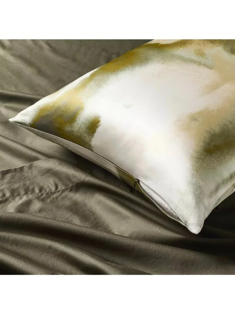 Casaluna Silk Standard Size Pillowcase Green Shades Watercolor Design 20